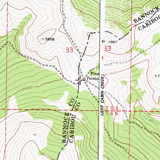 Topographic Map of Five Points, ID