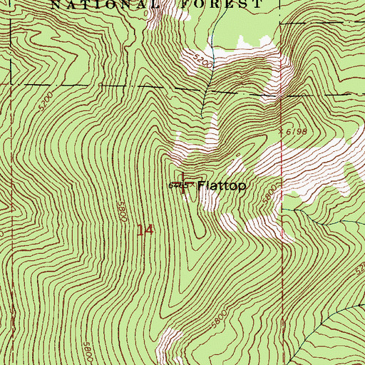 Topographic Map of Flattop, ID