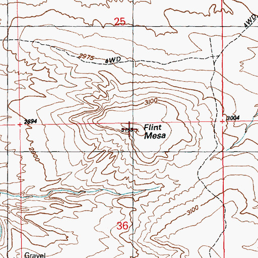 Topographic Map of Flint Mesa, ID