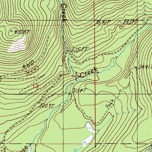 Topographic Map of Flume Creek, ID