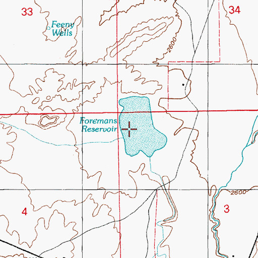 Topographic Map of Foremans Reservoir, ID