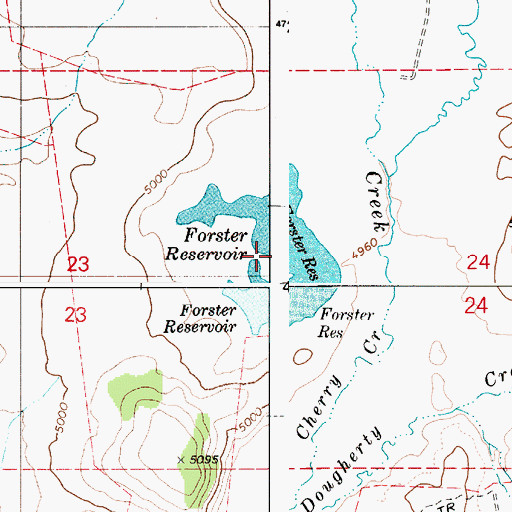 Topographic Map of Forster Reservoir, ID