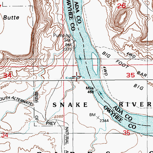 Topographic Map of Fossil Creek, ID