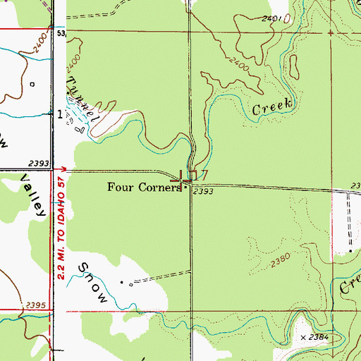 Topographic Map of Four Corners, ID