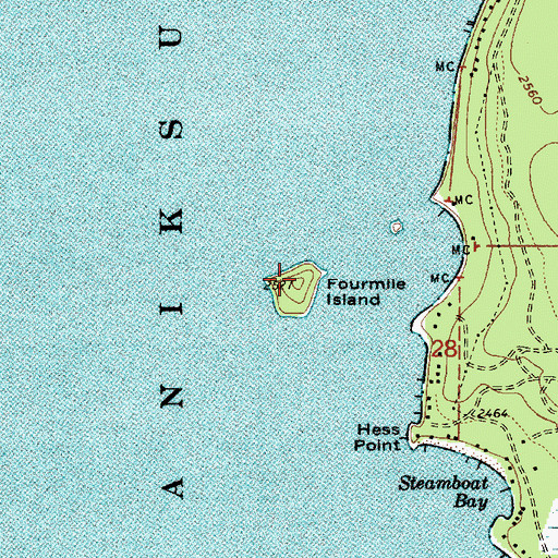 Topographic Map of Fourmile Island, ID