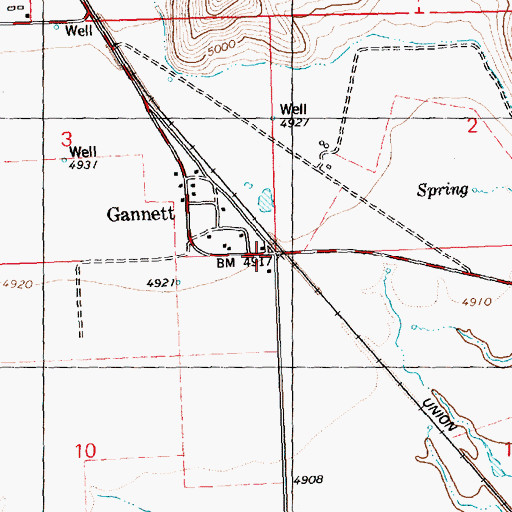 Topographic Map of Gannett, ID