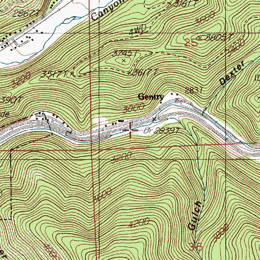 Topographic Map of Gentry, ID