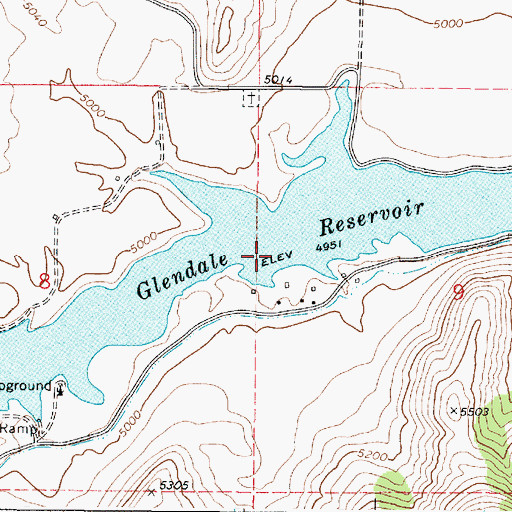 Topographic Map of Glendale Reservoir, ID