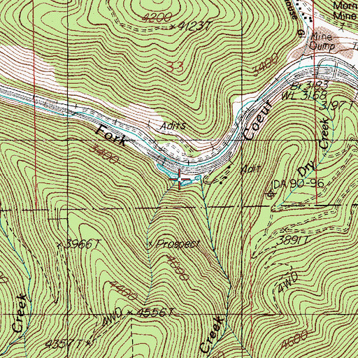 Topographic Map of Gold Creek, ID