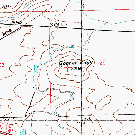 Topographic Map of Gopher Knoll, ID