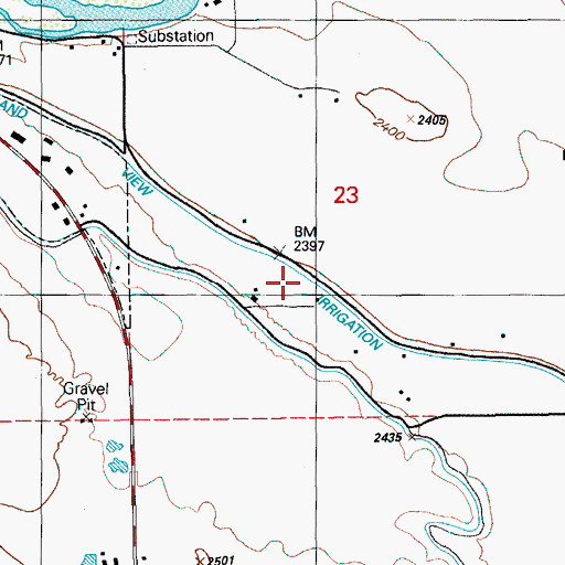 Topographic Map of Grand View Irrigation District Canal, ID