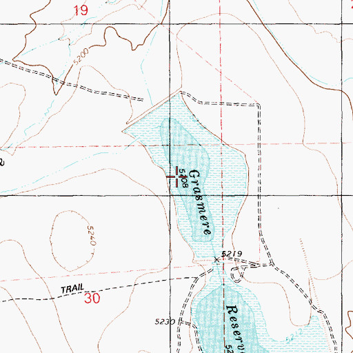 Topographic Map of Grasmere Reservoir, ID