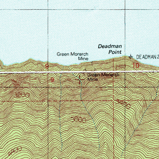 Topographic Map of Green Monarch Mine, ID