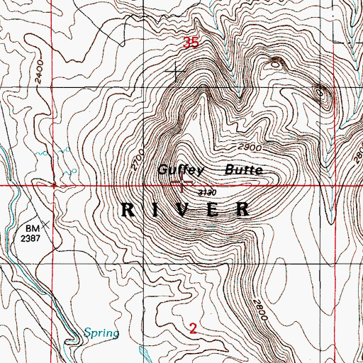 Topographic Map of Guffey Butte, ID