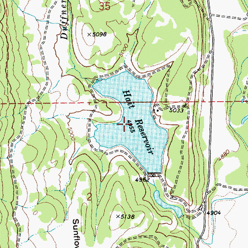 Topographic Map of Hait Reservoir, ID