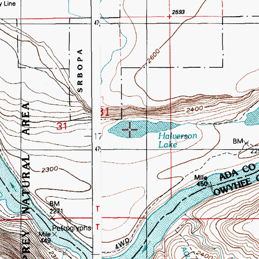 Topographic Map of Halverson Lake, ID