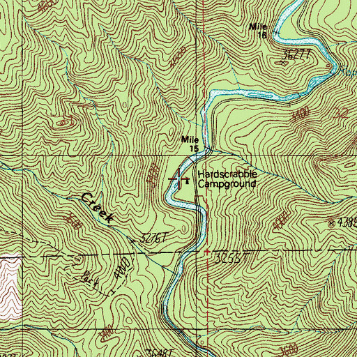 Topographic Map of Hardscrabble Campground, ID