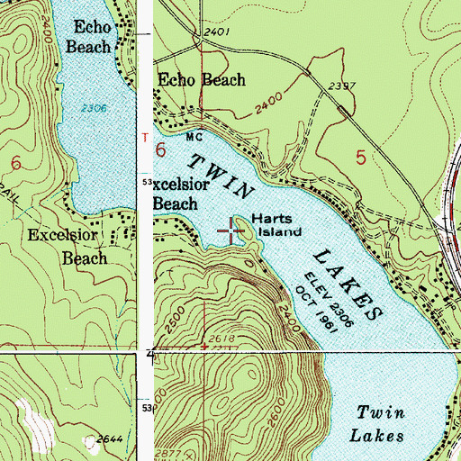 Topographic Map of Harts Island, ID