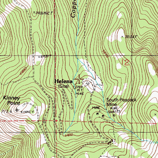 Topographic Map of Helena, ID