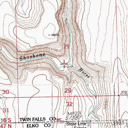 Topographic Map of Horse Creek, ID