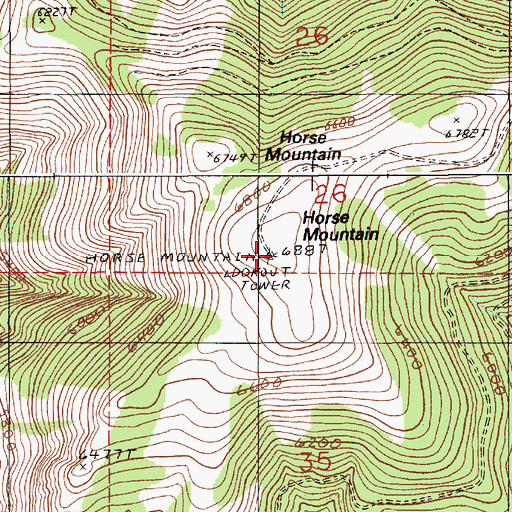 Topographic Map of Horse Mountain, ID