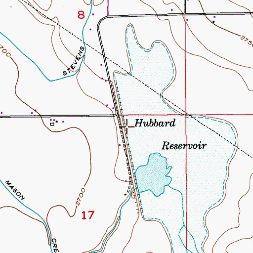 Topographic Map of Hubbard Reservoir, ID