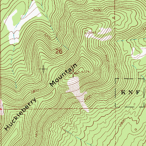 Topographic Map of Huckleberry Mountain, ID