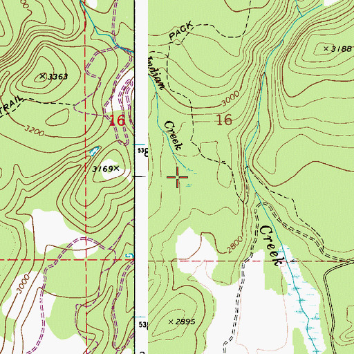 Topographic Map of Indian Creek, ID