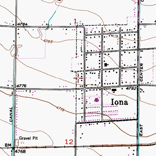 Topographic Map of Iona, ID
