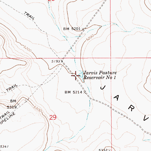 Topographic Map of Jarvis Pasture Reservoir Number One, ID