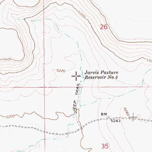 Topographic Map of Jarvis Pasture Reservoir Number Three, ID