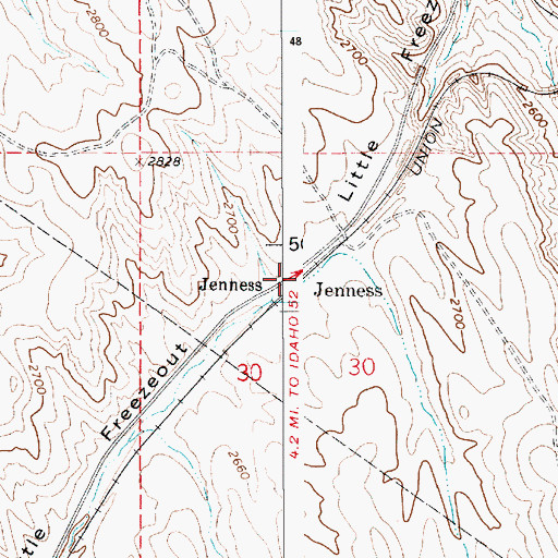 Topographic Map of Jenness, ID