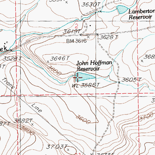 Topographic Map of John Hoffman Reservoir, ID