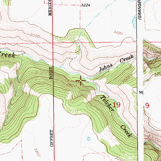 Topographic Map of Johns Creek, ID