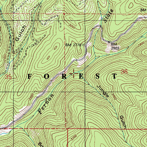 Topographic Map of Jungle Gulch, ID