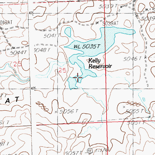 Topographic Map of Kelly Reservoir, ID