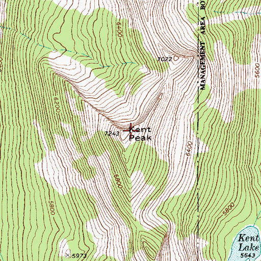 Topographic Map of Kent Peak, ID