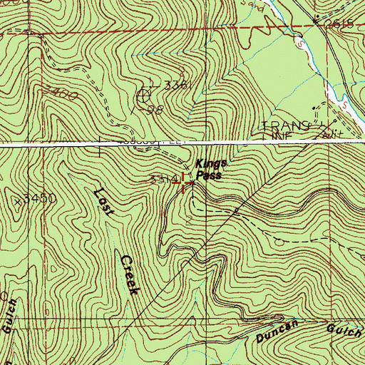 Topographic Map of Kings Pass, ID