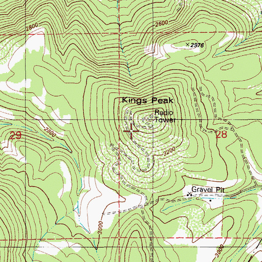 Topographic Map of Kings Peak, ID
