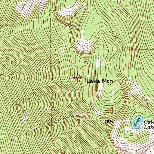 Topographic Map of Lake Mountain, ID