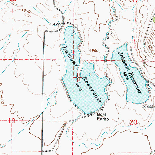 Topographic Map of Lamont Reservoir, ID