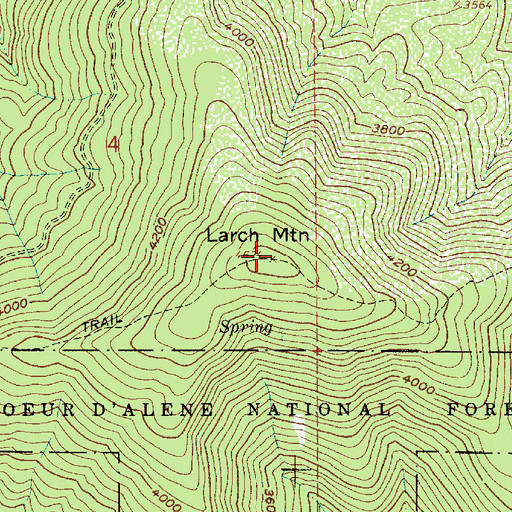 Topographic Map of Larch Mountain, ID