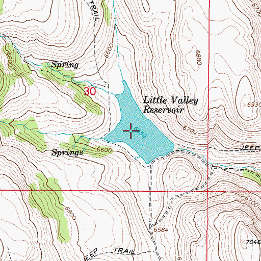 Topographic Map of Little Valley Reservoir, ID