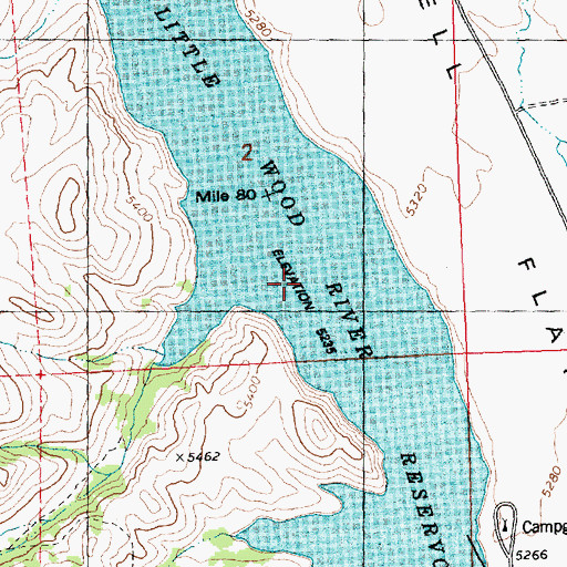 Topographic Map of Little Wood River Reservoir, ID