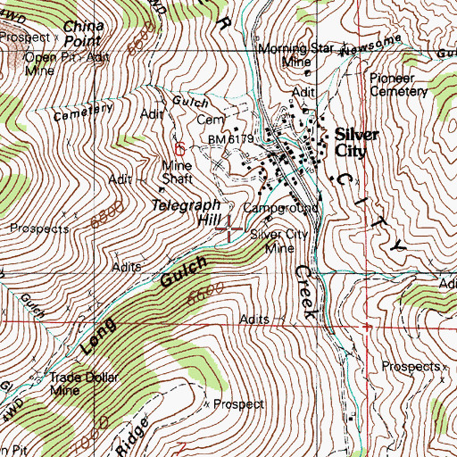 Topographic Map of Long Gulch, ID