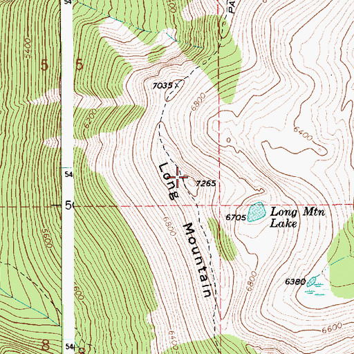 Topographic Map of Long Mountain, ID