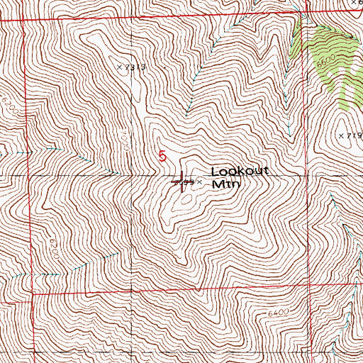 Topographic Map of Lookout Mountain, ID