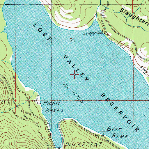 Topographic Map of Lost Valley Reservoir, ID