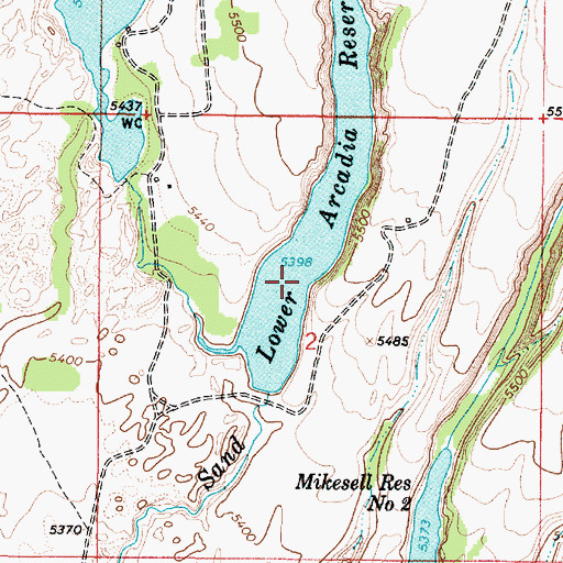 Topographic Map of Lower Arcadia Reservoir, ID