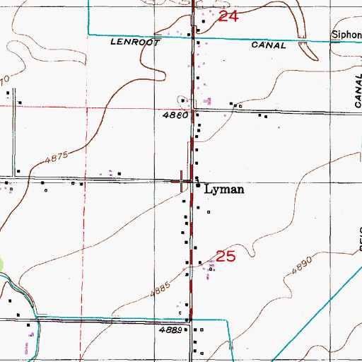Topographic Map of Lyman, ID